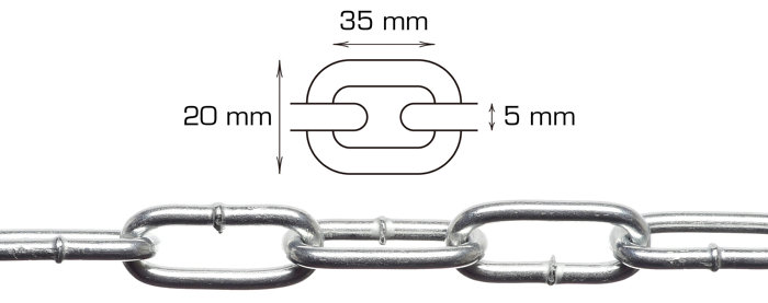 Langlenket kjetting 5 mm x 2 m